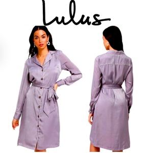 Lulus Satin Long Sleeve Dress